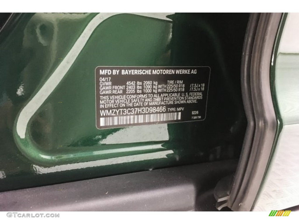2017 Countryman Color Code B22 for British Racing Green II Metallic Photo #126026528