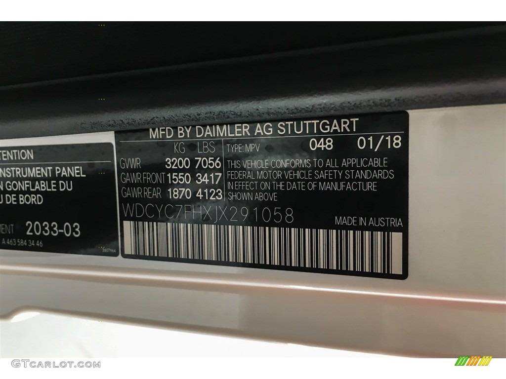 2018 G Color Code 048 for designo Manufaktur Mystic White Photo #126036464
