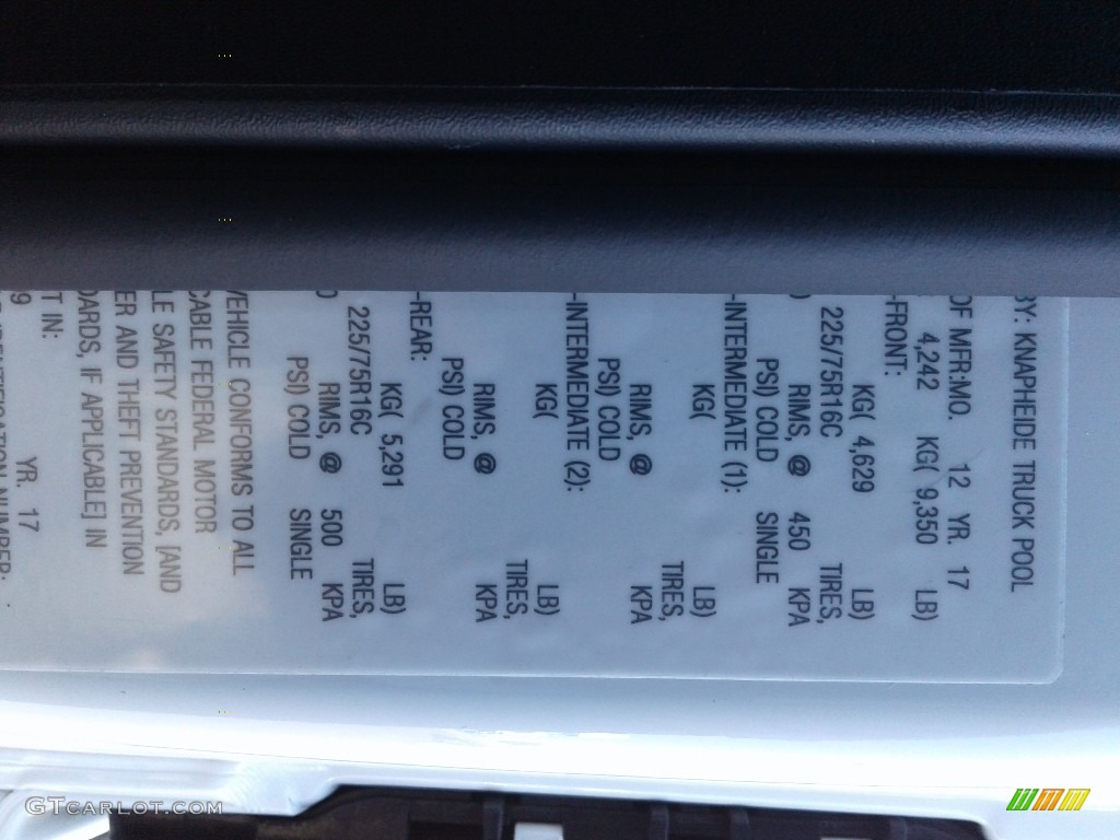 2018 Ram ProMaster 3500 Cutaway Utility Van Info Tag Photos