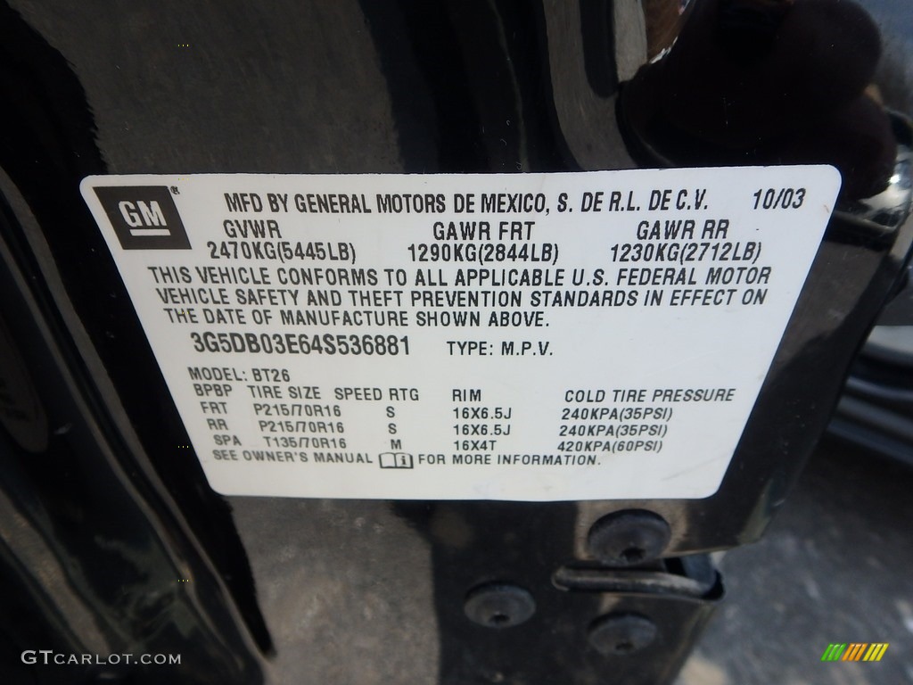 2004 Rendezvous CX AWD - Black / Light Gray photo #14