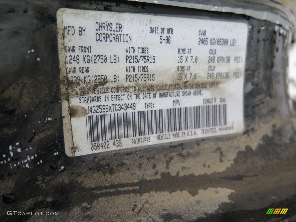 1996 Grand Cherokee Laredo 4x4 - Black / Agate photo #14