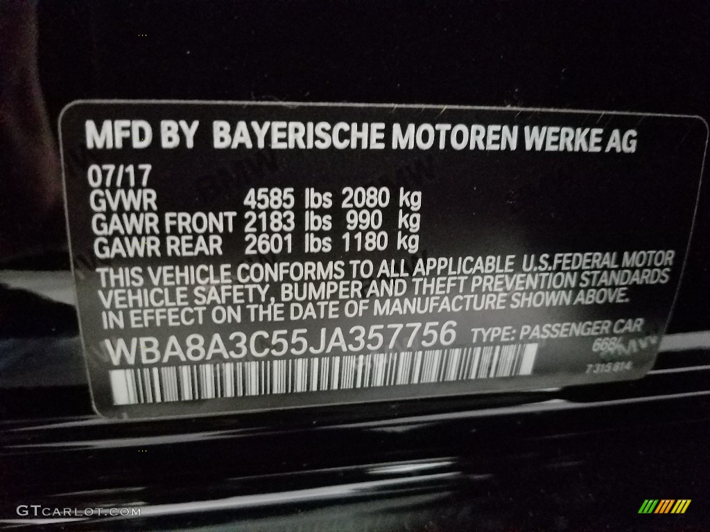 2018 3 Series 320i xDrive Sedan - Jet Black / Black photo #28