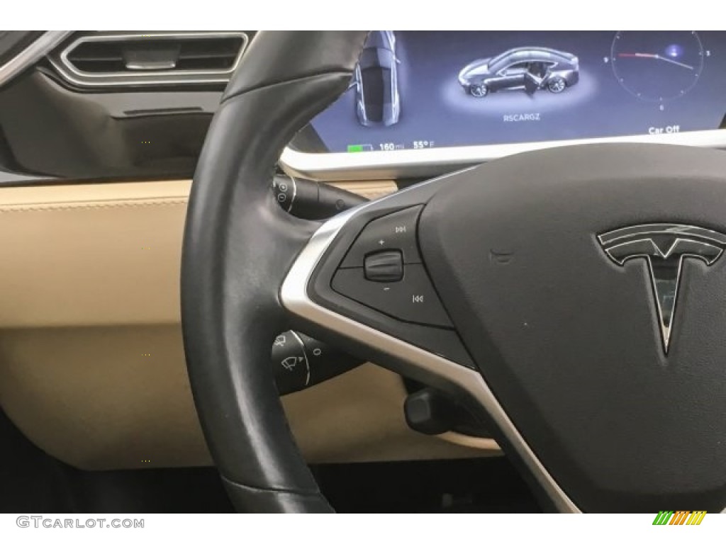 2014 Tesla Model S P85D Performance Tan Steering Wheel Photo #126083538