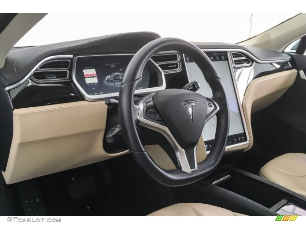 2014 Tesla Model S P85D Performance Tan Dashboard Photo #126083583