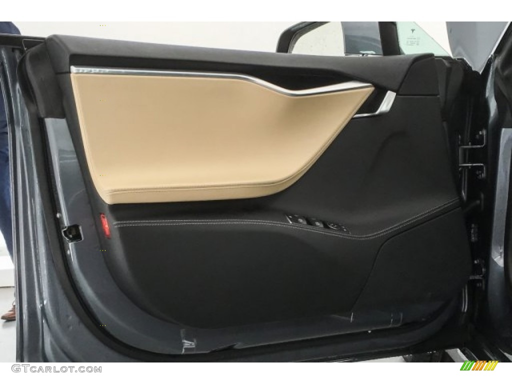 2014 Tesla Model S P85D Performance Tan Door Panel Photo #126083664