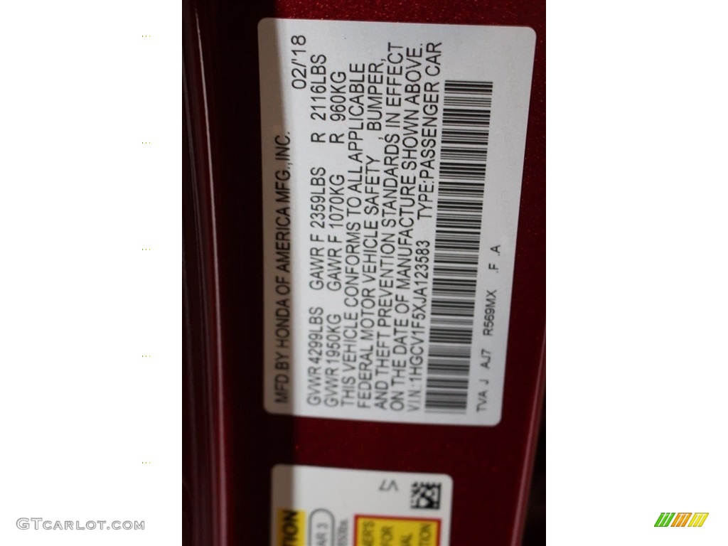 2018 Accord EX-L Sedan - Radiant Red Metallic / Ivory photo #36