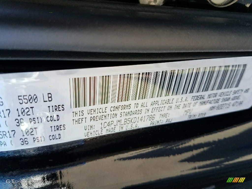 2019 Cherokee Color Code PXJ for Diamond Black Crystal Pearl Photo #126101345