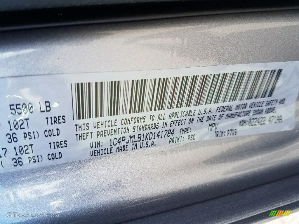 2019 Cherokee Color Code PSC for Billet Silver Metallic Photo #126101933