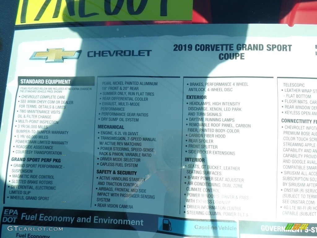 2019 Chevrolet Corvette Grand Sport Coupe Window Sticker Photo #126108455