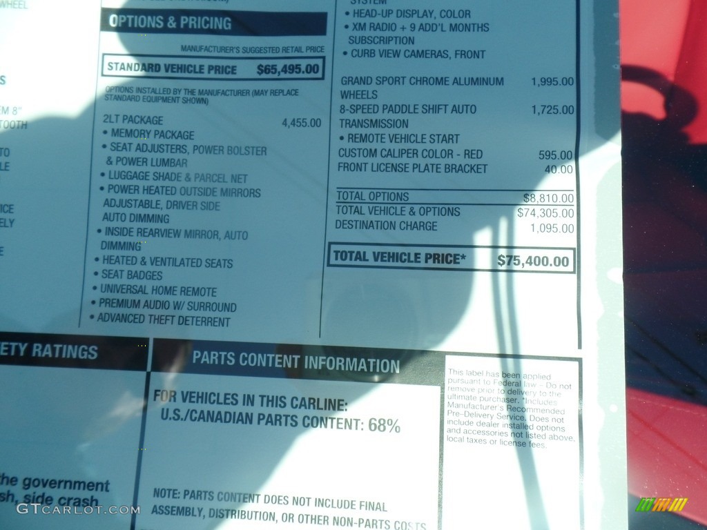 2019 Chevrolet Corvette Grand Sport Coupe Window Sticker Photo #126108479