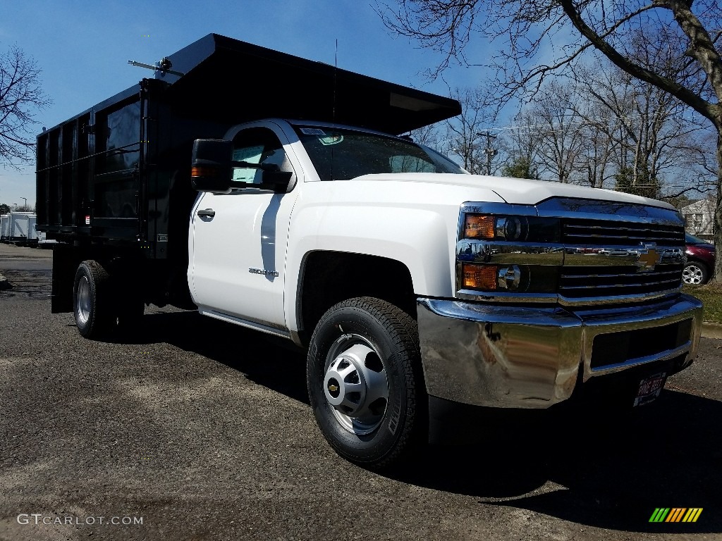 2018 Silverado 3500HD Work Truck Regular Cab 4x4 Dump Truck - Summit White / Dark Ash/Jet Black photo #1