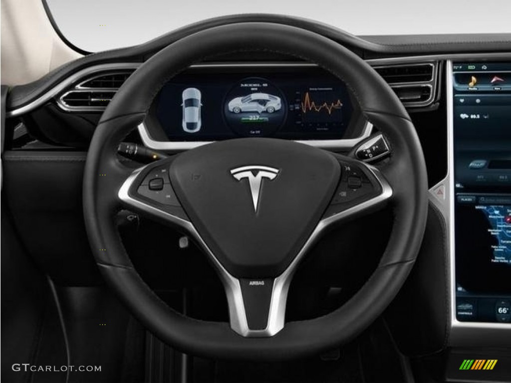 2015 Tesla Model S 85D Black Steering Wheel Photo #126111932