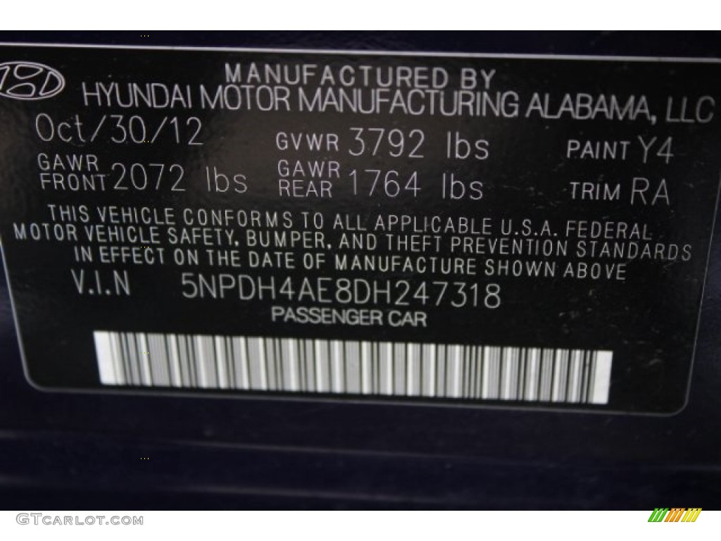2013 Elantra Limited - Indigo Night / Gray photo #35
