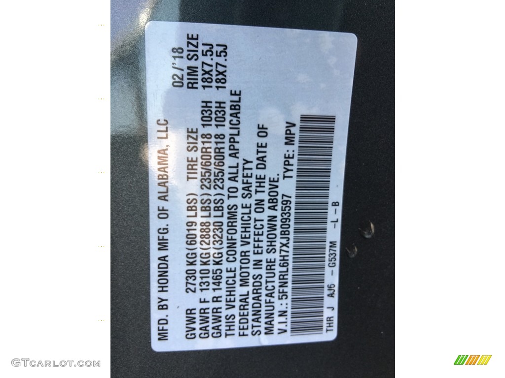 2018 Odyssey Color Code G537M for Forest Mist Metallic Photo #126121958