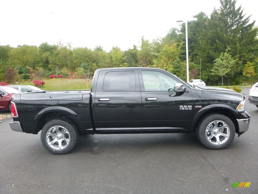2018 1500 Laramie Crew Cab 4x4 - Brilliant Black Crystal Pearl / Black photo #6