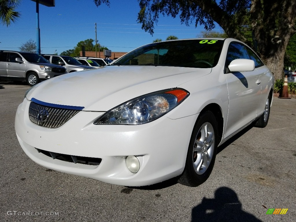 2005 Solara SE V6 Coupe - Arctic Frost Pearl White / Dark Stone photo #7