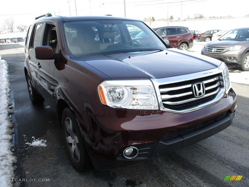 2015 Pilot Touring 4WD - Dark Cherry Pearl / Beige photo #6