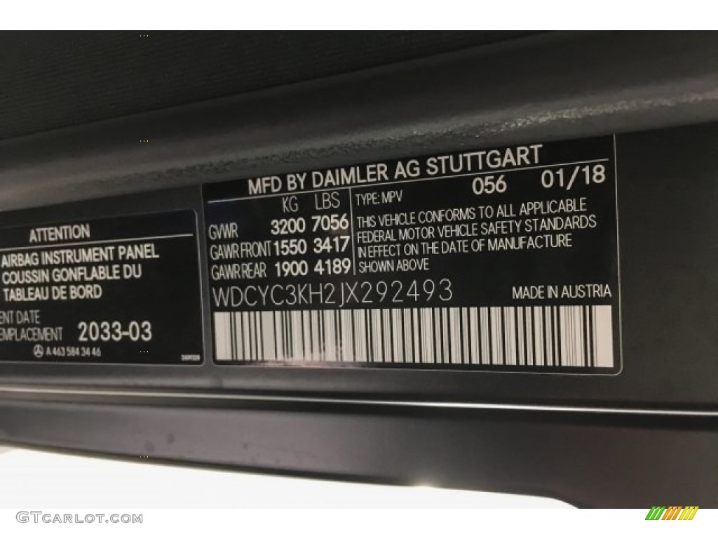 2018 G Color Code 056 for designo Night Black Magno (Matte) Photo #126167952