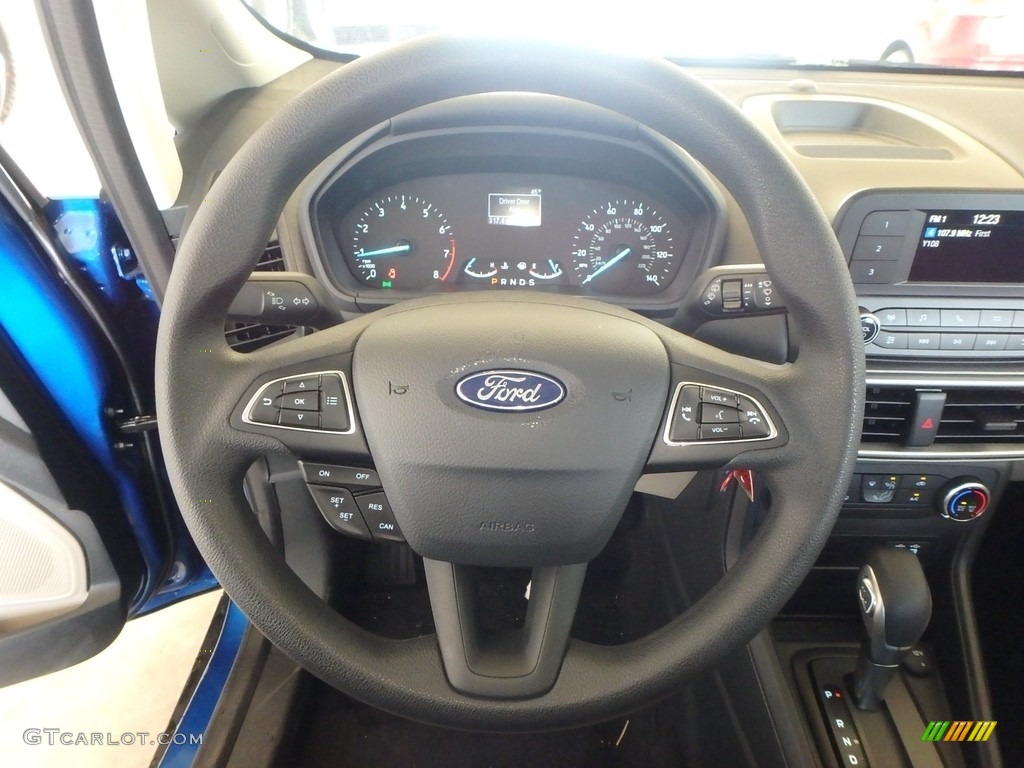 2018 Ford EcoSport S 4WD Medium Light Stone Steering Wheel Photo #126171948
