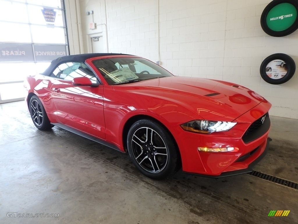 Race Red 2018 Ford Mustang EcoBoost Premium Convertible Exterior Photo #126174276