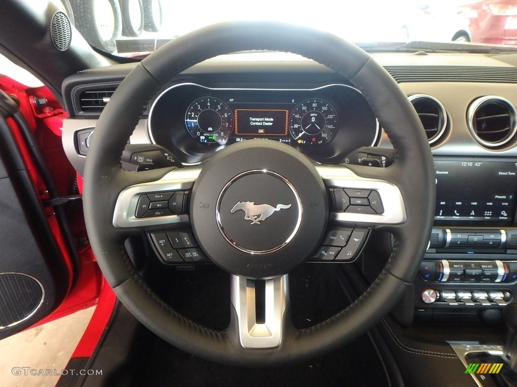 2018 Ford Mustang EcoBoost Premium Convertible Ebony Steering Wheel Photo #126174675
