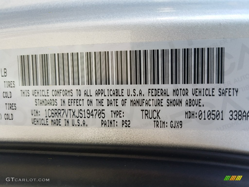 2018 1500 Color Code PS2 for Bright Silver Metallic Photo #126218494