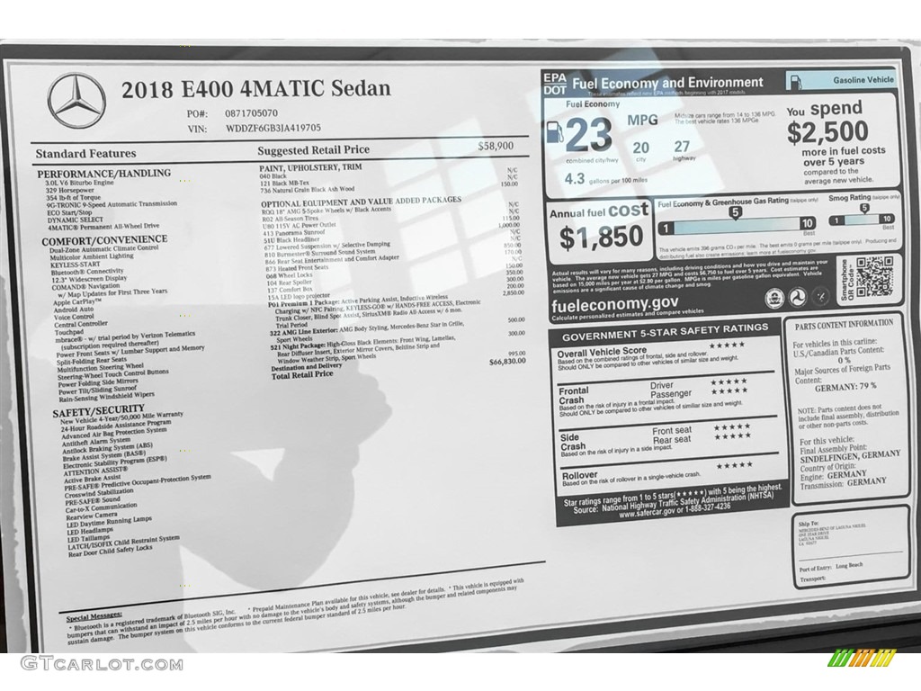 2018 E 400 4Matic Sedan - Black / Black photo #10