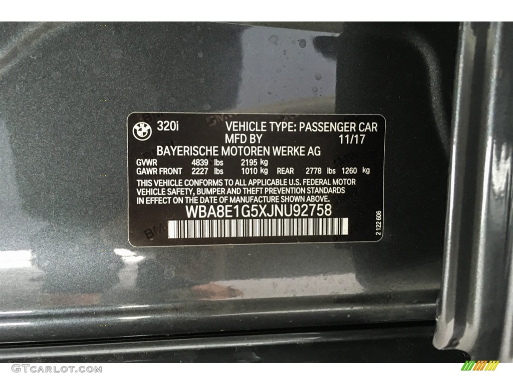 2018 3 Series 320i Sedan - Mineral Grey Metallic / Black photo #11