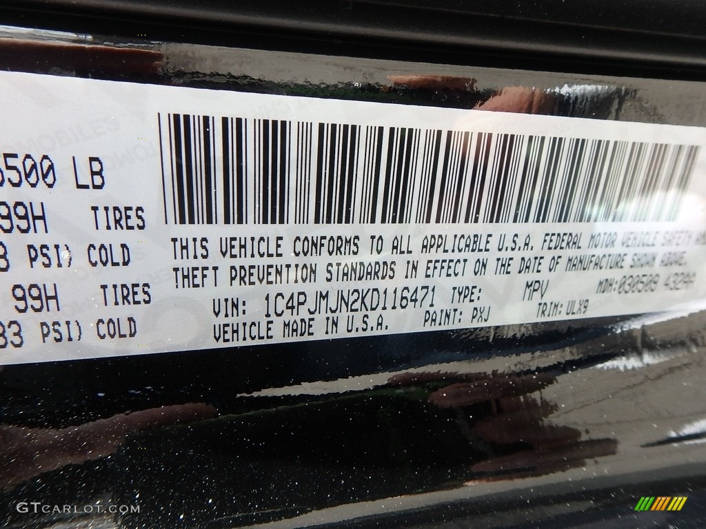 2019 Cherokee Color Code PXJ for Diamond Black Crystal Pearl Photo #126228646