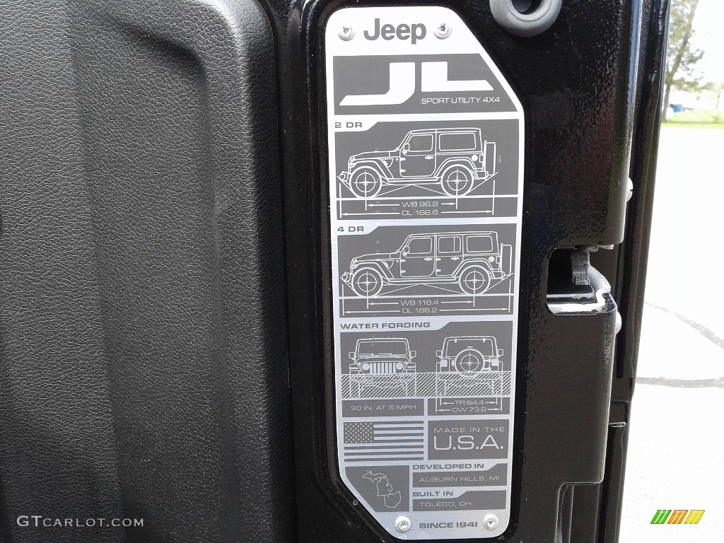 2018 Jeep Wrangler Unlimited Sport 4x4 Info Tag Photo #126239277