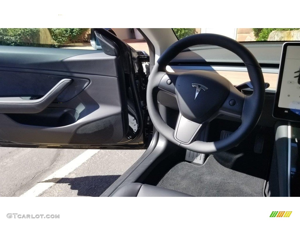 2018 Tesla Model 3 Long Range Black Steering Wheel Photo #126242757