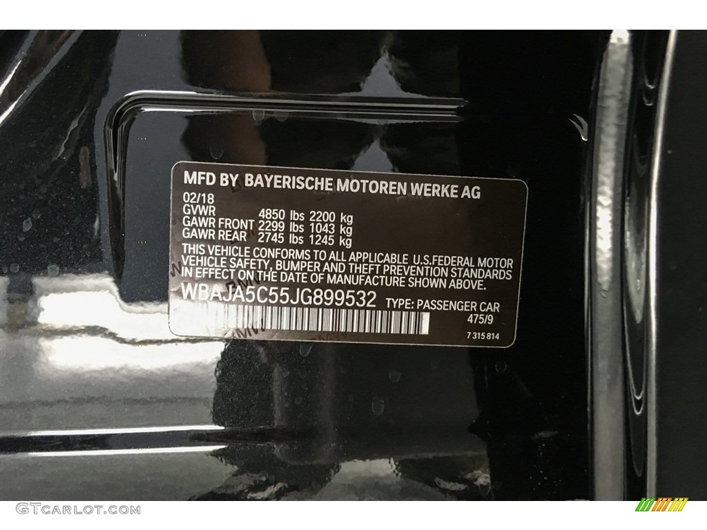 2018 5 Series 530i Sedan - Black Sapphire Metallic / Black photo #11