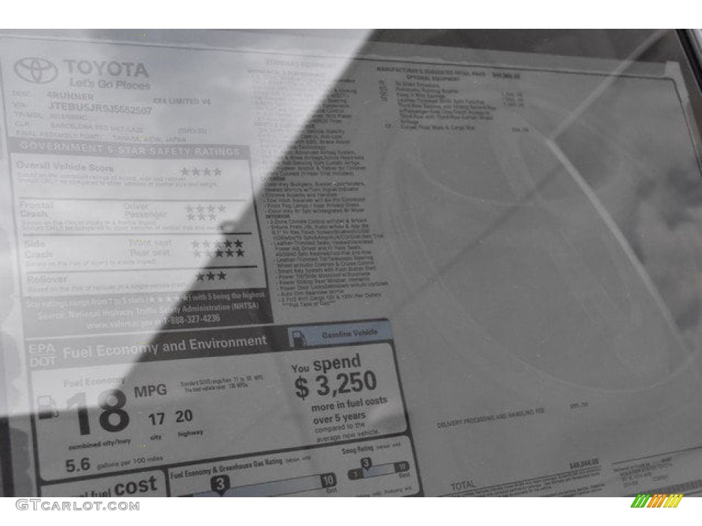 2018 4Runner Limited 4x4 - Barcelona Red Metallic / Black photo #38