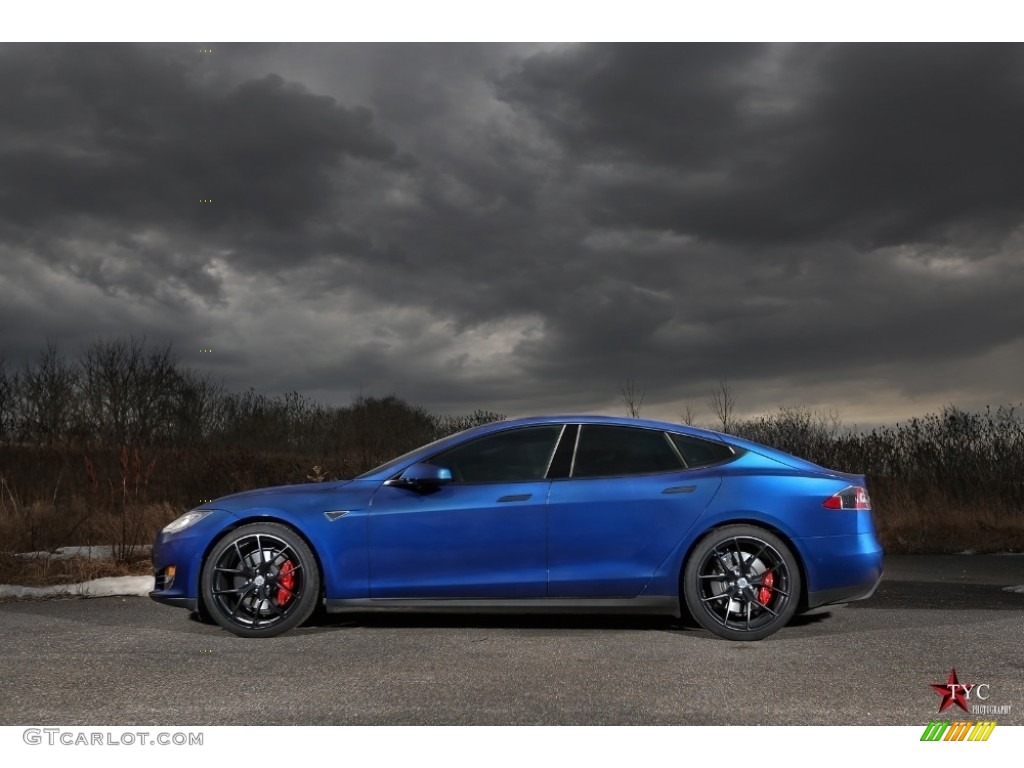 2015 Model S P85D Performance - Deep Blue Metallic / Black photo #1