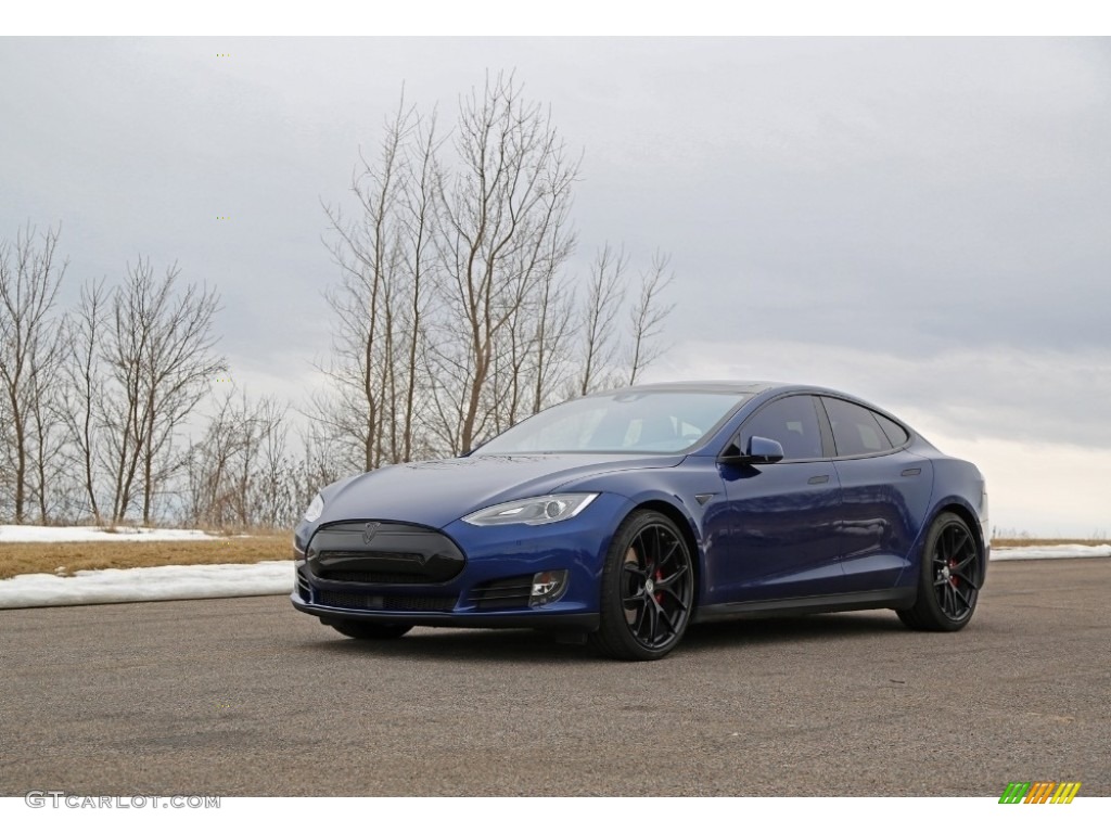Deep Blue Metallic 2015 Tesla Model S P85D Performance Exterior Photo #126305358
