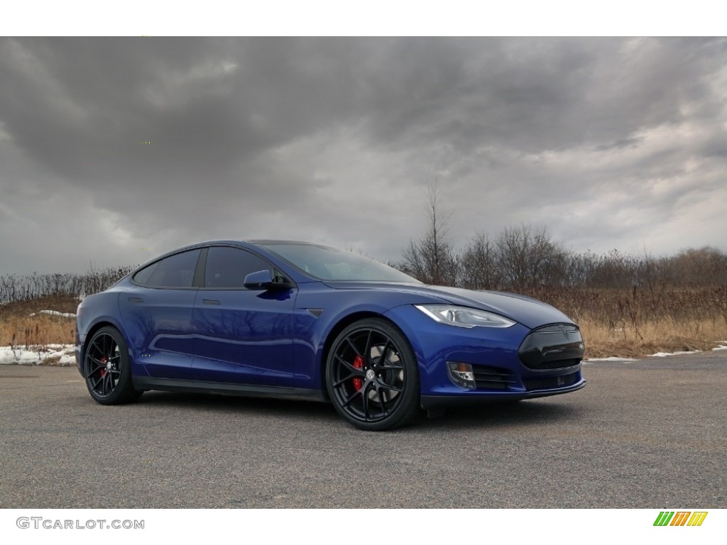 2015 Model S P85D Performance - Deep Blue Metallic / Black photo #10
