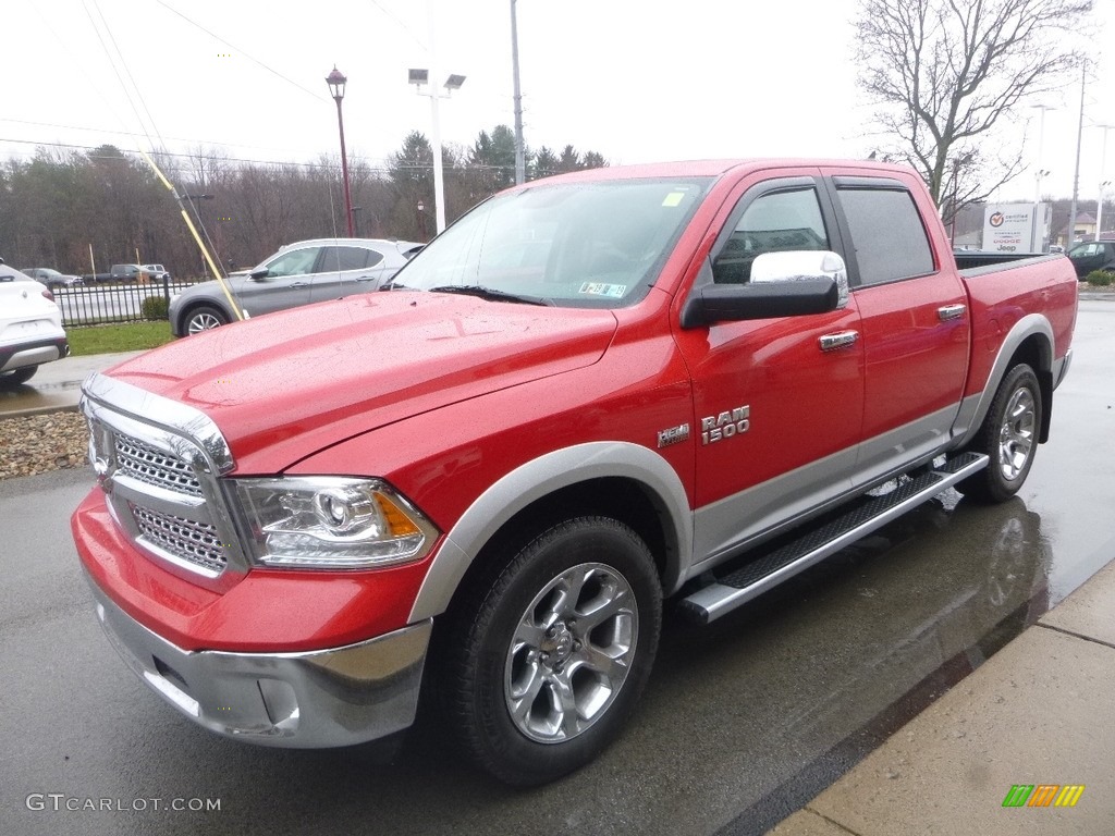 2014 1500 Laramie Crew Cab 4x4 - Flame Red / Canyon Brown/Light Frost Beige photo #5