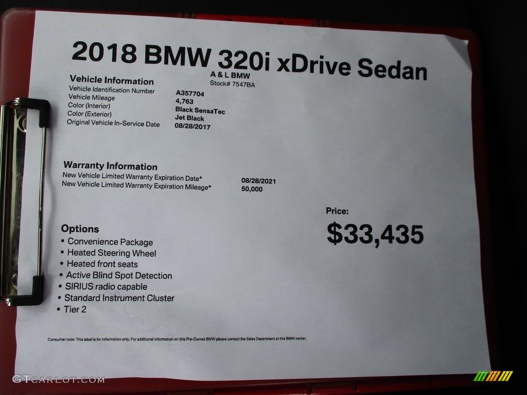 2018 3 Series 320i xDrive Sedan - Jet Black / Black photo #12