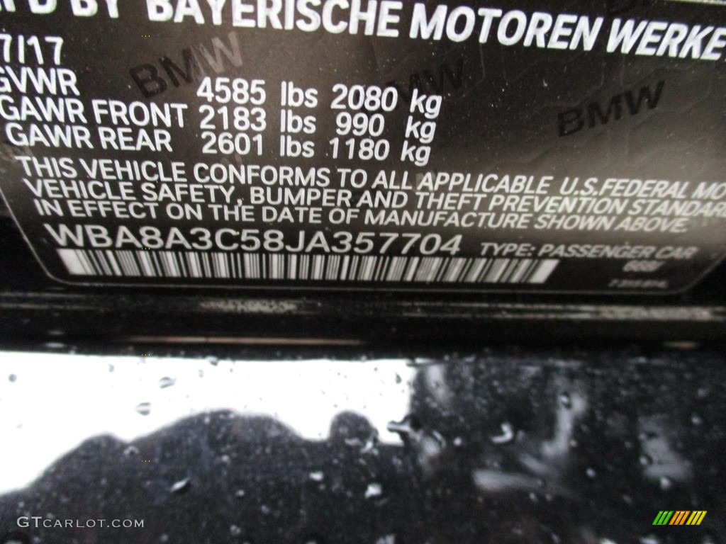 2018 3 Series 320i xDrive Sedan - Jet Black / Black photo #19