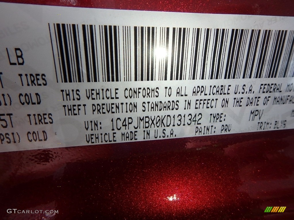 2019 Cherokee Color Code PRV for Velvet Red Pearl Photo #126321345