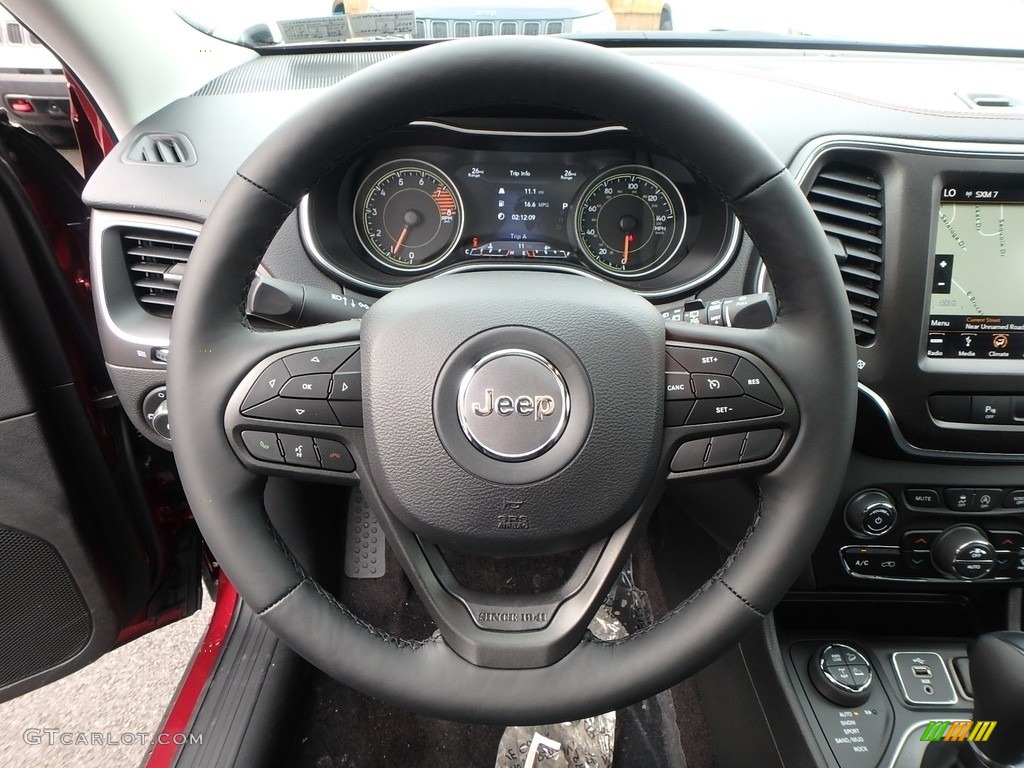 2019 Jeep Cherokee Trailhawk Elite 4x4 Black Steering Wheel Photo #126321477