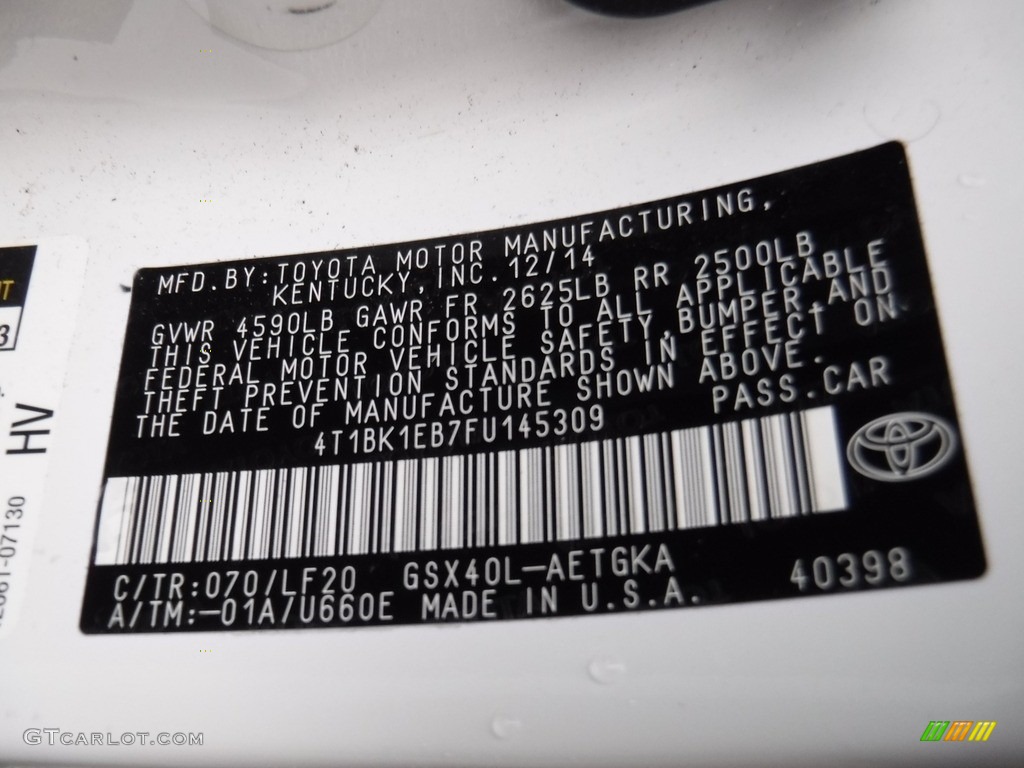 2015 Avalon XLE Premium - Blizzard Pearl / Black photo #24