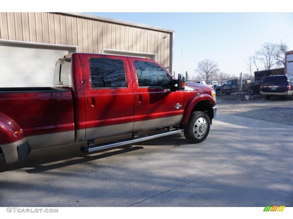 2014 F350 Super Duty Lariat Crew Cab 4x4 Dually - Ruby Red Metallic / Adobe photo #9