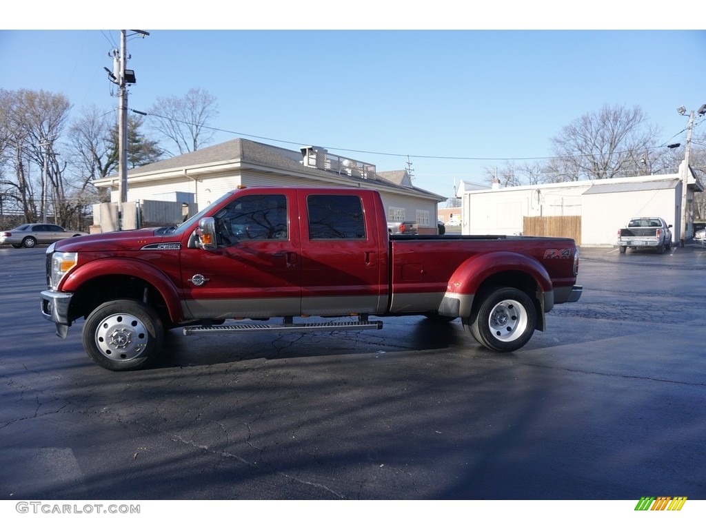 2014 F350 Super Duty Lariat Crew Cab 4x4 Dually - Ruby Red Metallic / Adobe photo #10