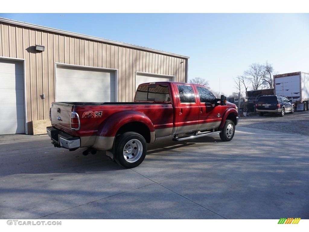 2014 F350 Super Duty Lariat Crew Cab 4x4 Dually - Ruby Red Metallic / Adobe photo #23