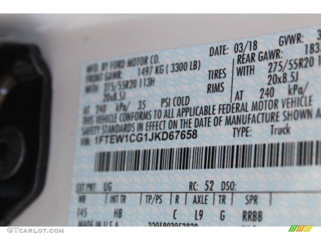 2018 F150 Lariat SuperCrew - White Platinum / Black photo #38