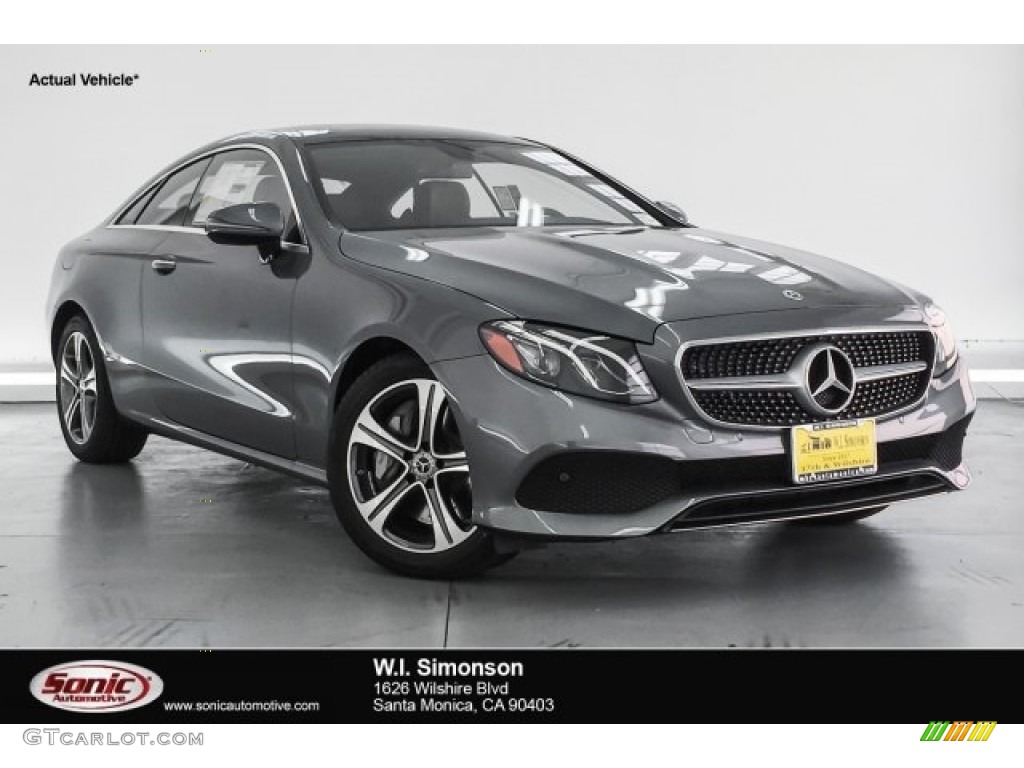 2018 E 400 Coupe - Selenite Grey Metallic / Saddle Brown/Black photo #1