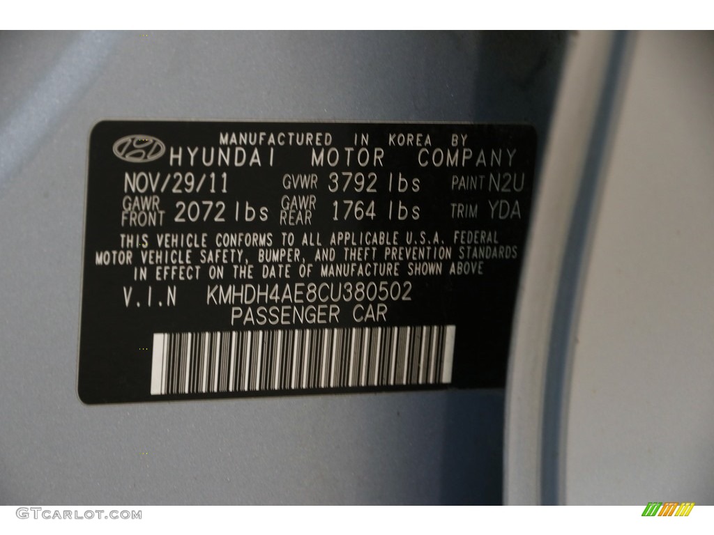 2012 Elantra GLS - Blue Sky Metallic / Beige photo #19