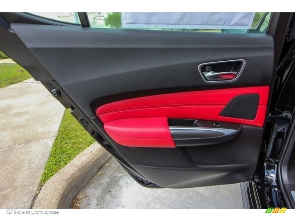 2018 Acura TLX V6 SH-AWD A-Spec Sedan Red Door Panel Photo #126395550