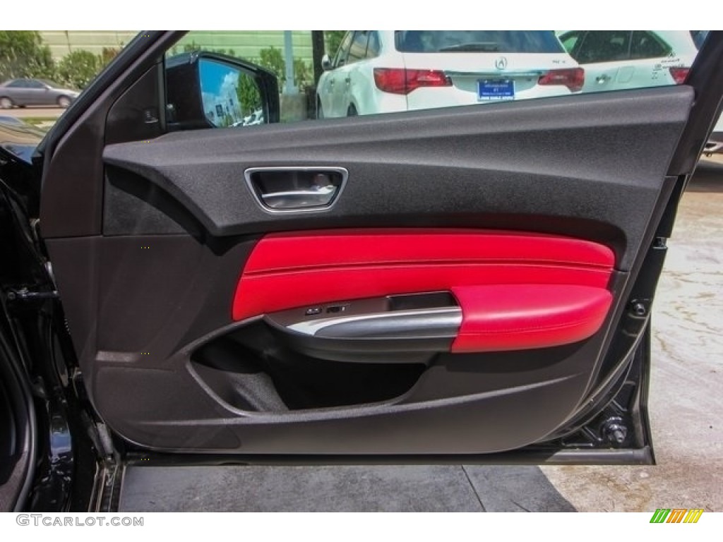 2018 Acura TLX V6 SH-AWD A-Spec Sedan Red Door Panel Photo #126395646